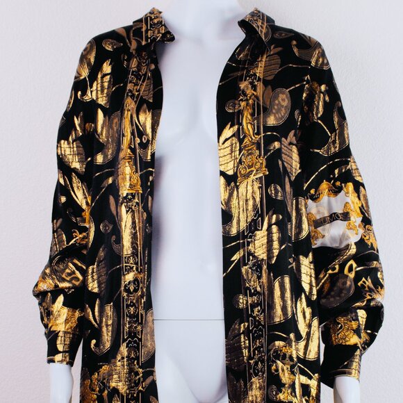 Vintage JOEY RICHI Gold Label Metallic Silk Shirt SINALOA MEXICO Size XL 80s - Picture 5 of 16